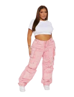 Jean cargo rose - Non Stretch