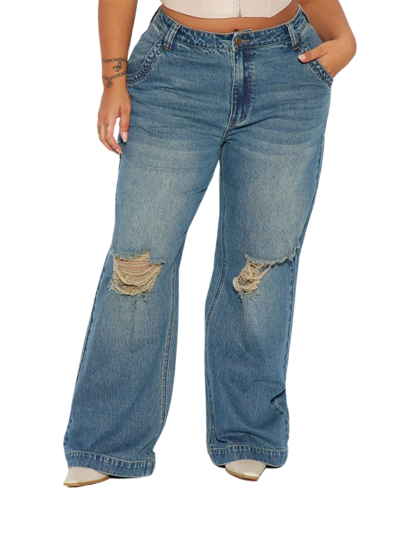 Jean bleu délavé vintage - Non Stretch