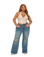 Jean bleu délavé vintage - Non Stretch