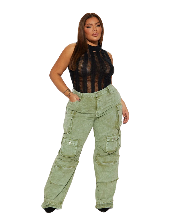 Jean cargo vert - Non Stretch