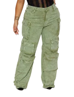 Jean cargo vert - Non Stretch