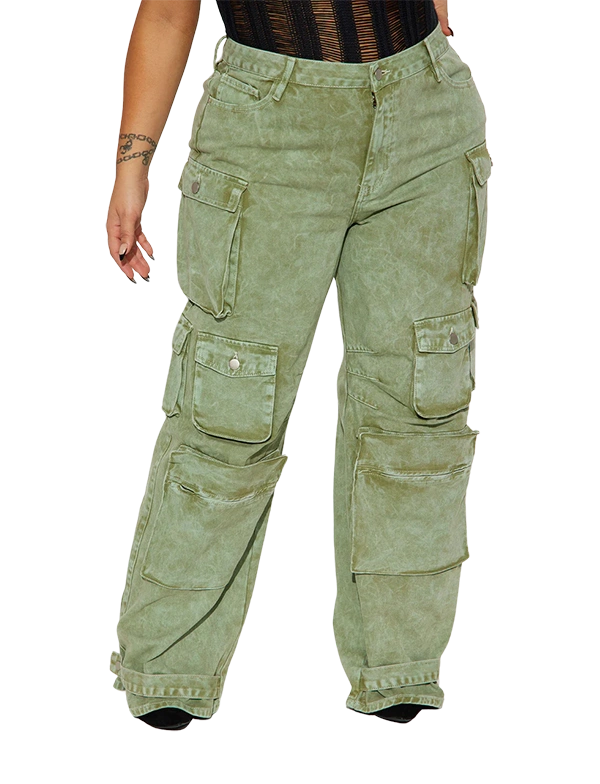 Jean cargo vert - Non Stretch